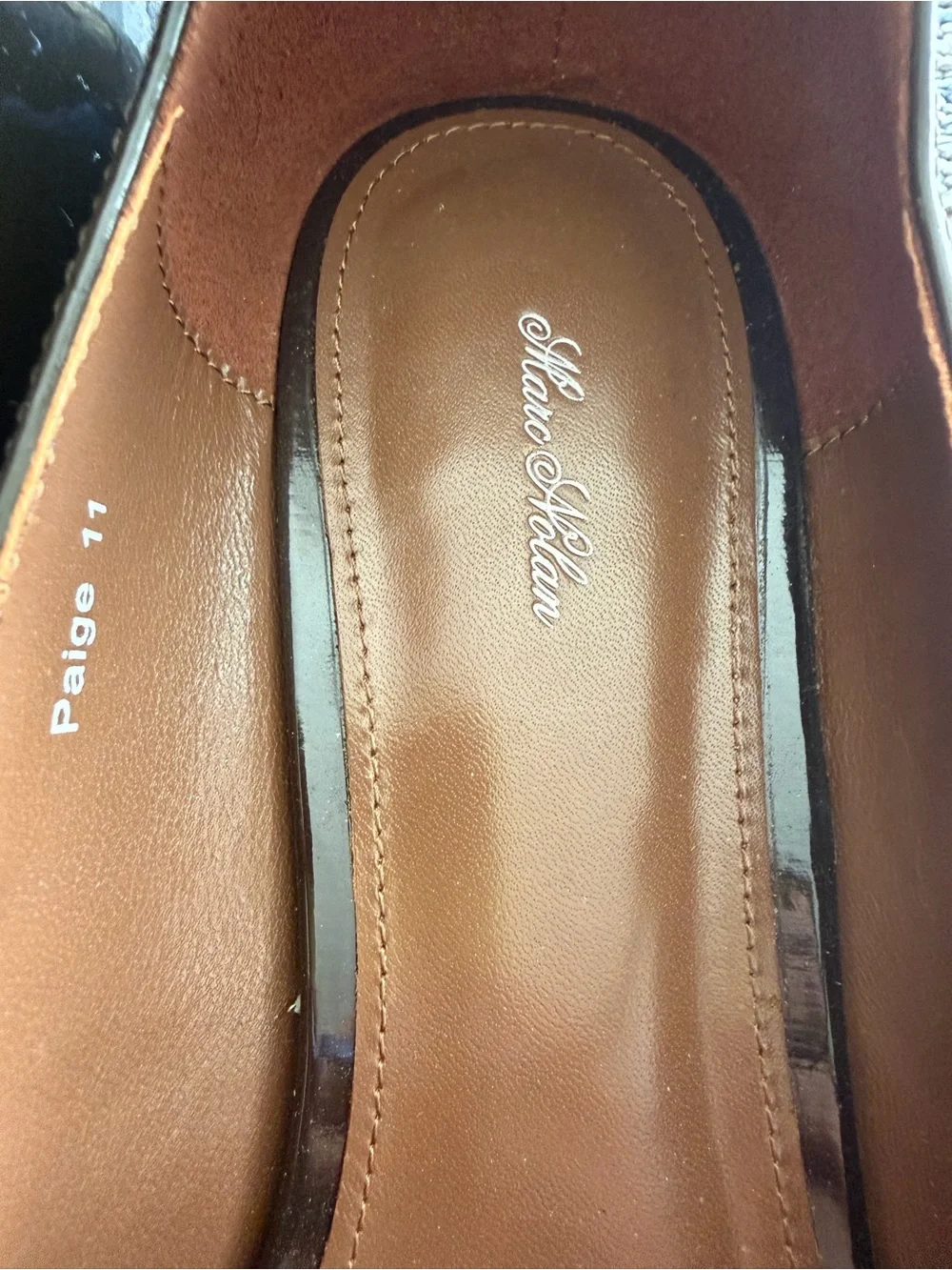 Marc Nolan Pointed Patent Mary Jane Flats in Dark Brown